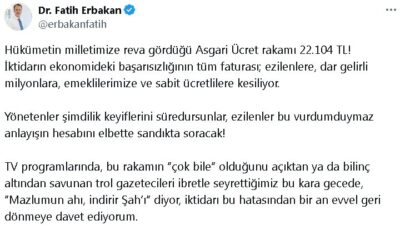 Fatih Erbakan’dan Asgari Ücret Eleştirisi: Hükümeti Hatadan Dönmeye Çağırıyorum