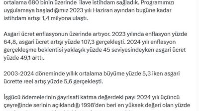 Bakan Mehmet Şimşek’ten Asgari Ücret ve Enflasyon Açıklaması