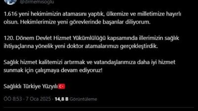 Bakan Memişoğlu: Sağlık Alanında 1616 Yeni Atama
