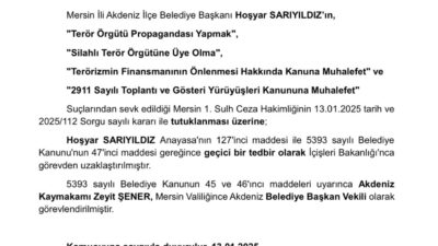 İçişleri Bakanlığı, Akdeniz Belediye Başkanı