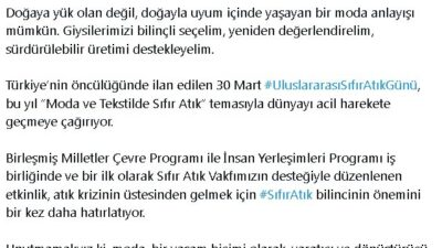 Emine Erdoğan, UNEP'in 'sıfır atık'