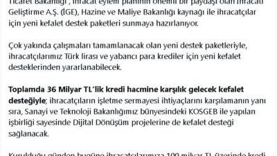 Ticaret Bakanı Ömer Bolat’tan İhracatçılara Yeni Kefalet Desteği Müjdesi