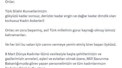 Milli Savunma Bakanlığı’ndan 8 Mart Dünya Kadınlar Günü’ne Özel Anlamlı Paylaşım