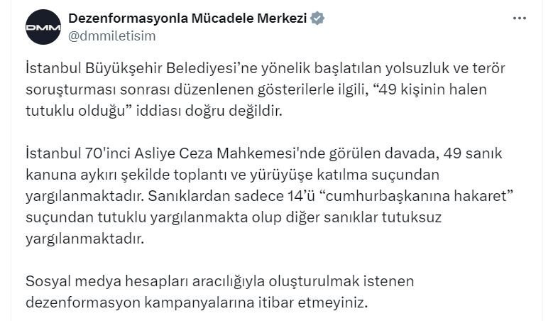 İletişim Başkanlığı, İstanbul'daki gösterilerle