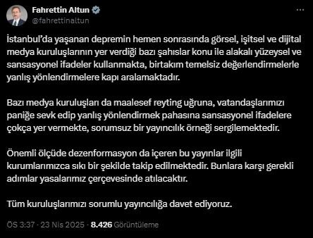 İletişim Başkanı Fahrettin Altun,