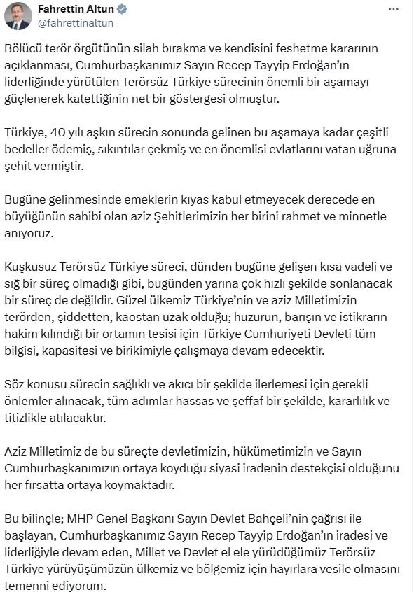 İletişim Başkanı Fahrettin Altun,