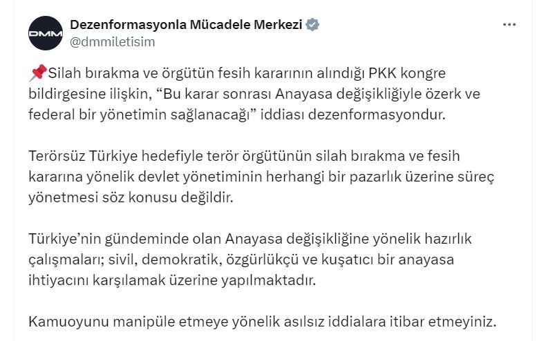 İletişim Başkanlığı, PKK'nın silah