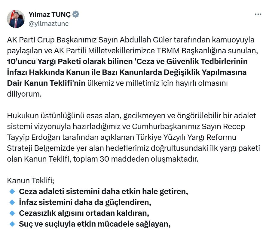 Adalet Bakanı Yılmaz Tunç,
