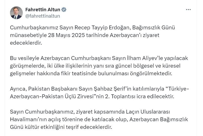 Cumhurbaşkanı Erdoğan, Azerbaycan Bağımsızlık