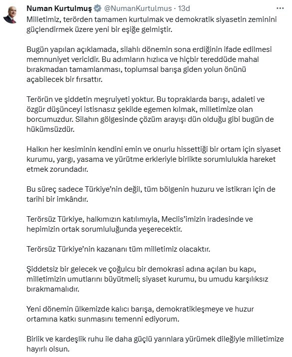 TBMM Başkanı Numan Kurtulmuş,