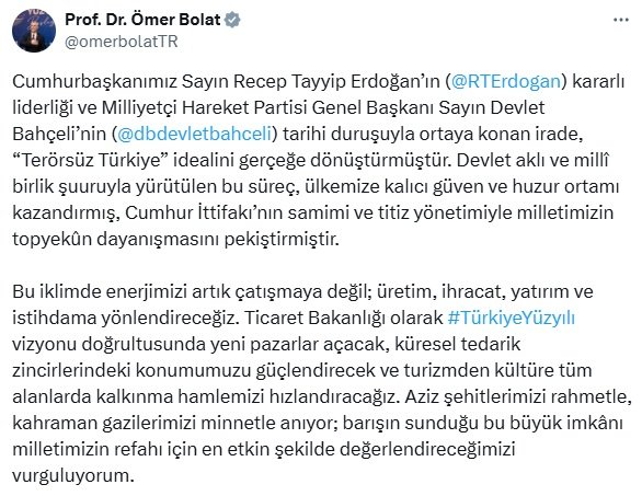 Ticaret Bakanı Ömer Bolat,