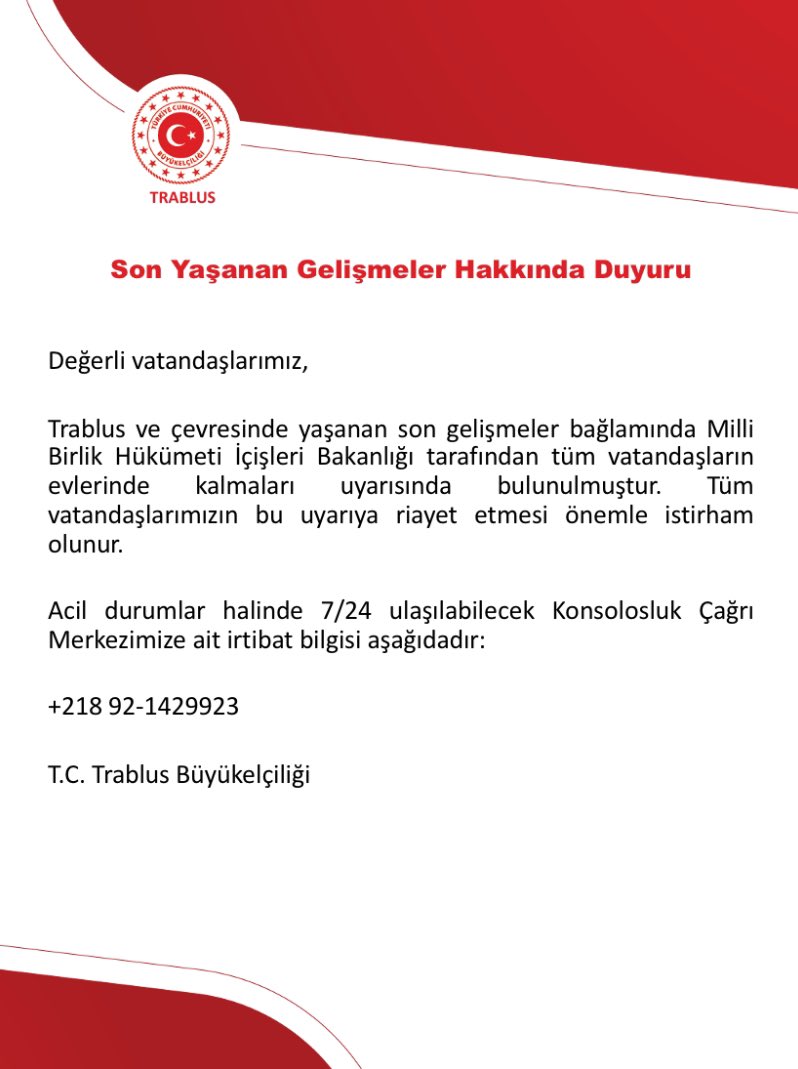 Türkiye'nin Trablus Büyükelçiliği, Libya'daki