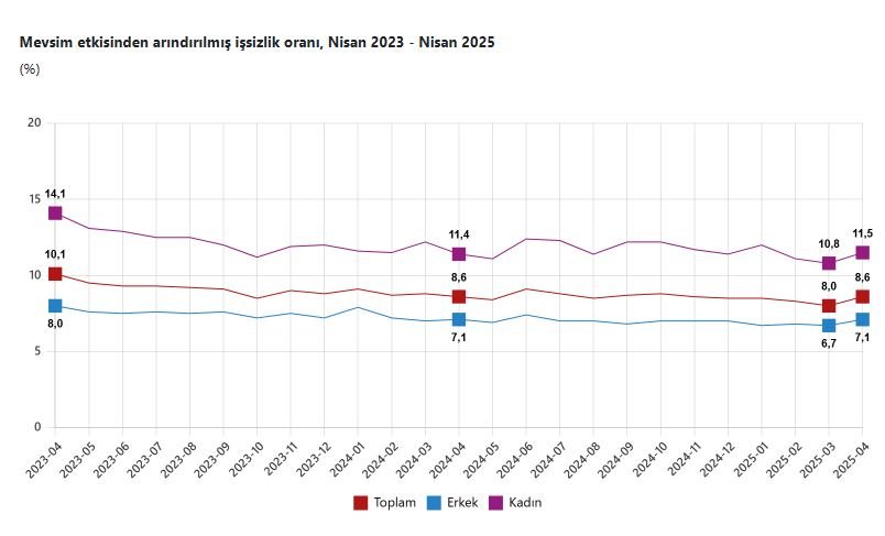 TÜİK, Nisan 2025 döneminde