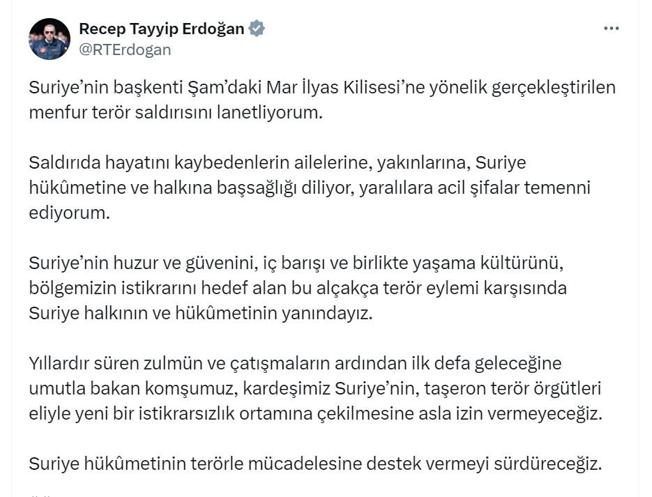 Cumhurbaşkanı Erdoğan, Suriye'nin Şam