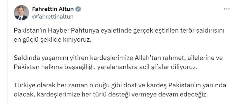 İletişim Başkanı Fahrettin Altun,