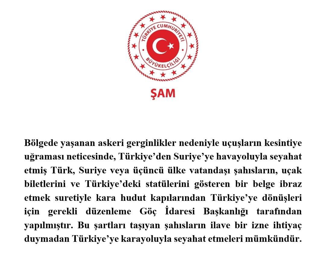 Türkiye'nin Şam Büyükelçiliği, bölgedeki