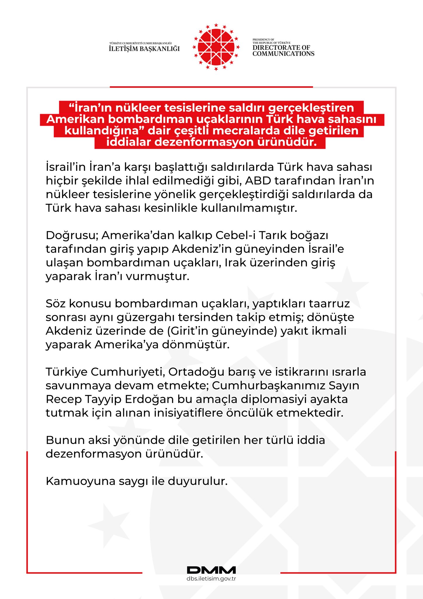 İletişim Başkanlığı, İran'a yönelik
