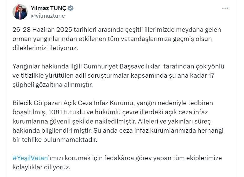 Adalet Bakanı Yılmaz Tunç,