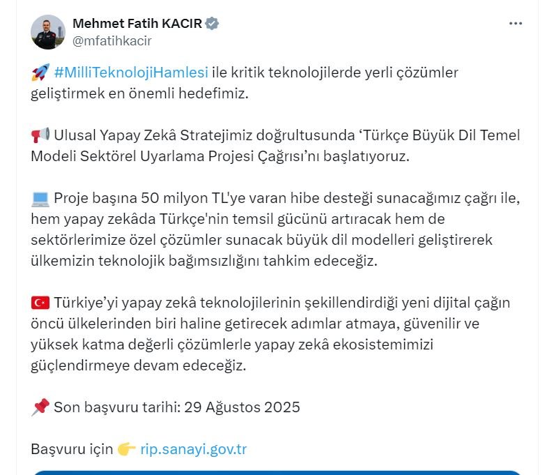Bakan Kacır: Yapay Zeka ile Türkiye’nin Teknolojik Bağımsızlığını Güçlendiriyoruz