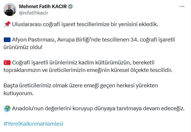 Afyon Pastırması AB’den Coğrafi İşaret Tescilini Aldı!