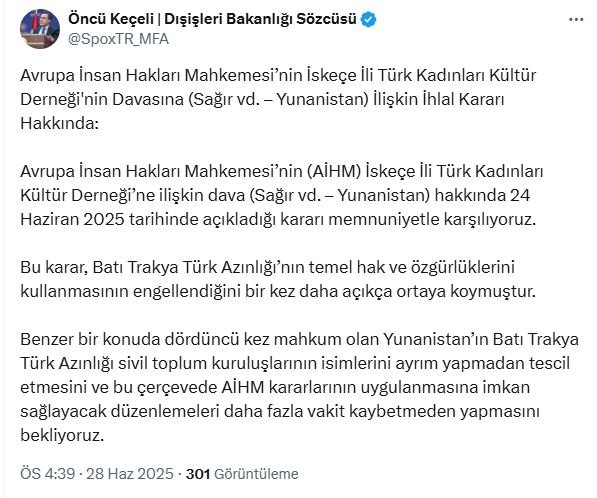 Dışişleri Bakanlığı Sözcüsü Öncü