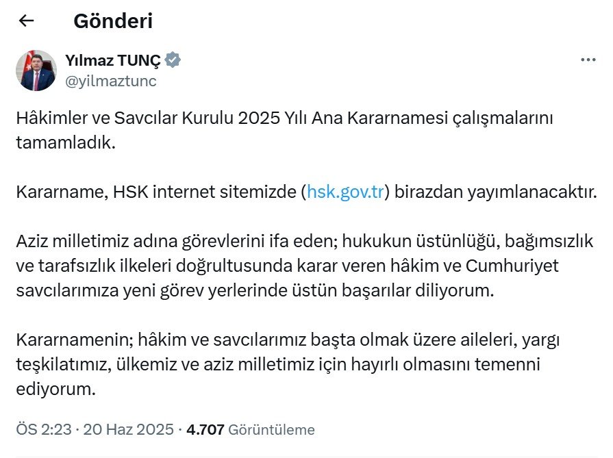 HSK tarafından yayımlanan 2025