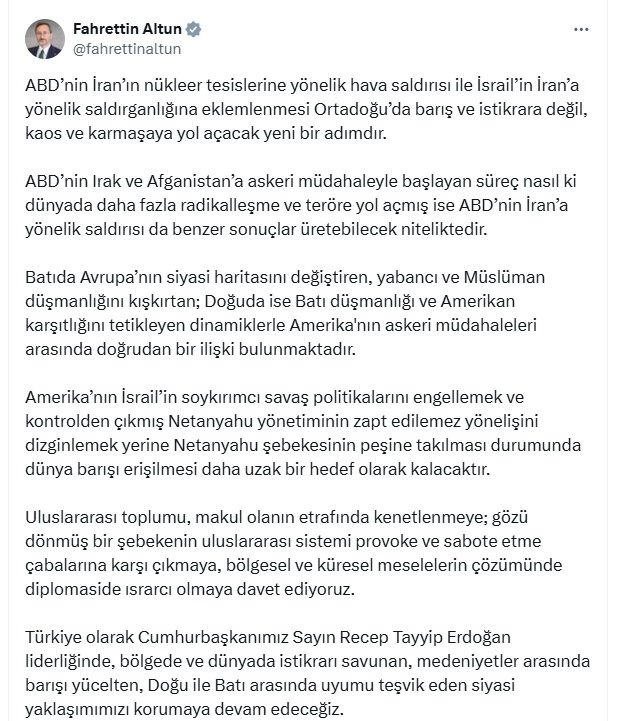 İletişim Başkanı Fahrettin Altun,