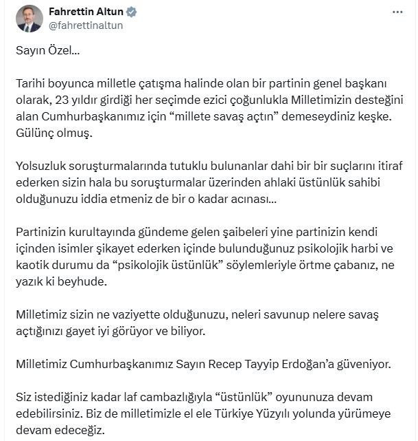 İletişim Başkanı Fahrettin Altun,