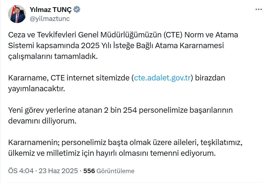 Adalet Bakanı Yılmaz Tunç,