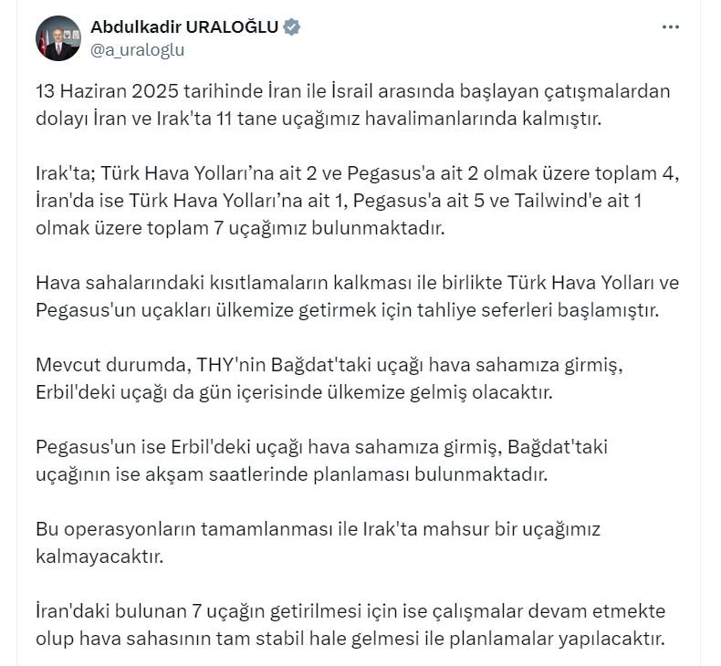Ulaştırma Bakanı Abdulkadir Uraloğlu,