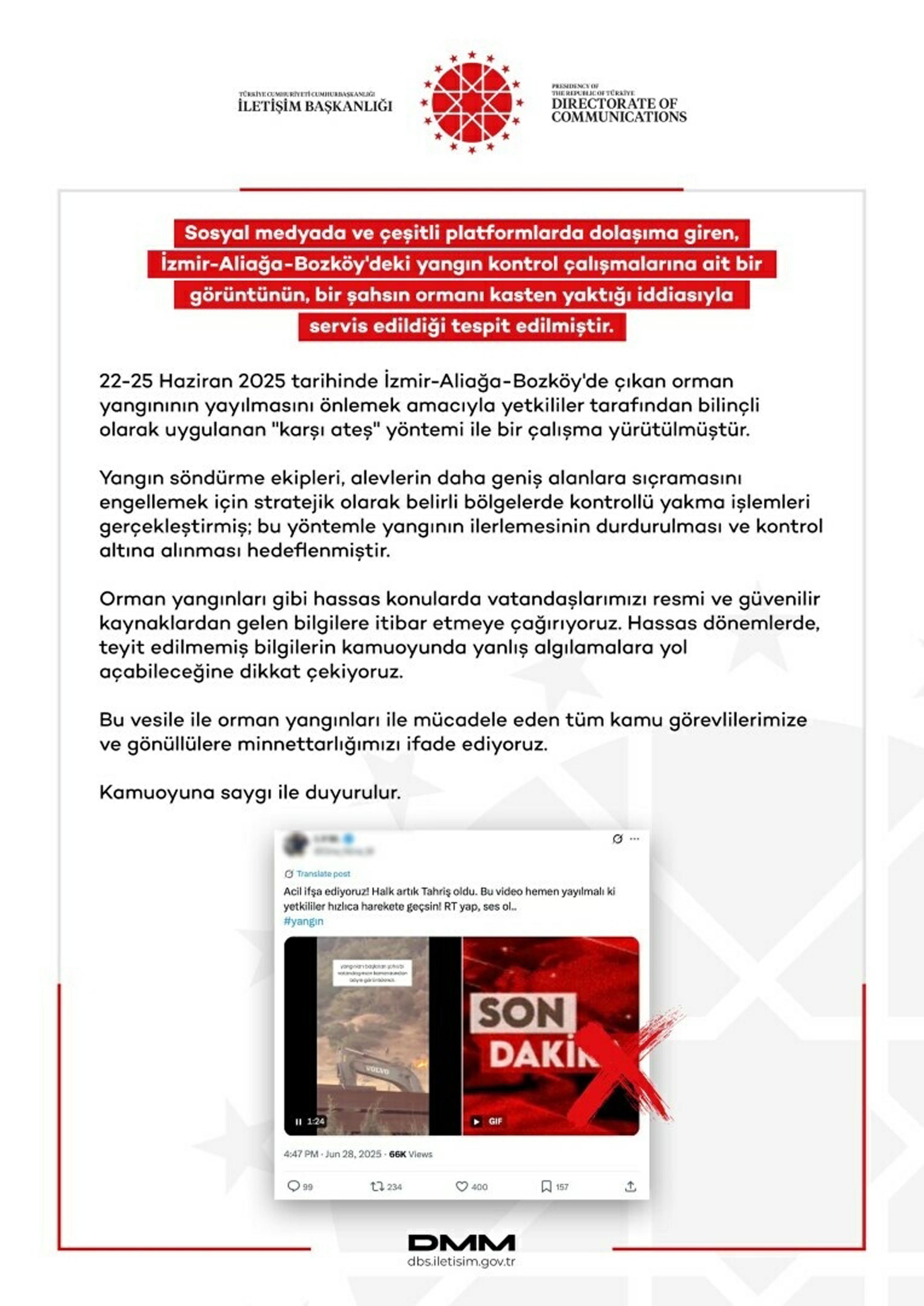 İzmir Aliağa'da çıkan orman