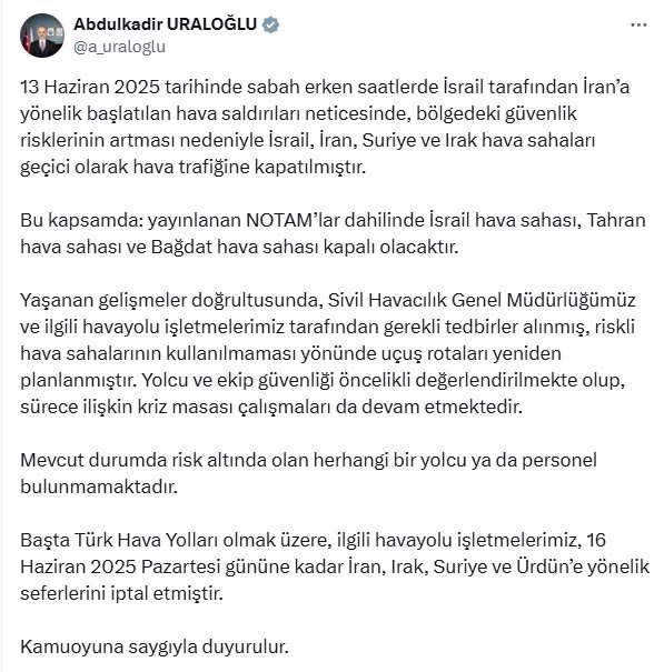 Ulaştırma ve Altyapı Bakanı