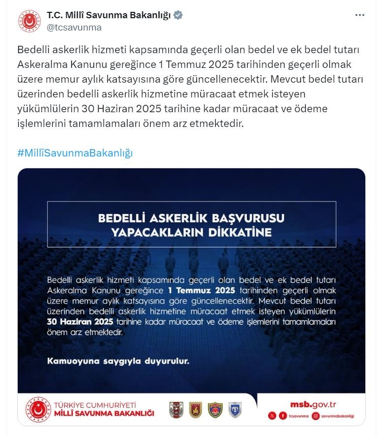 Milli Savunma Bakanlığı, bedelli