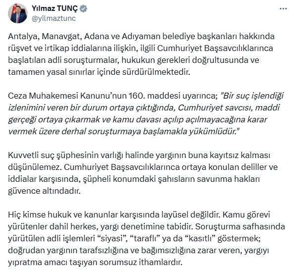 Adalet Bakanı Yılmaz Tunç,