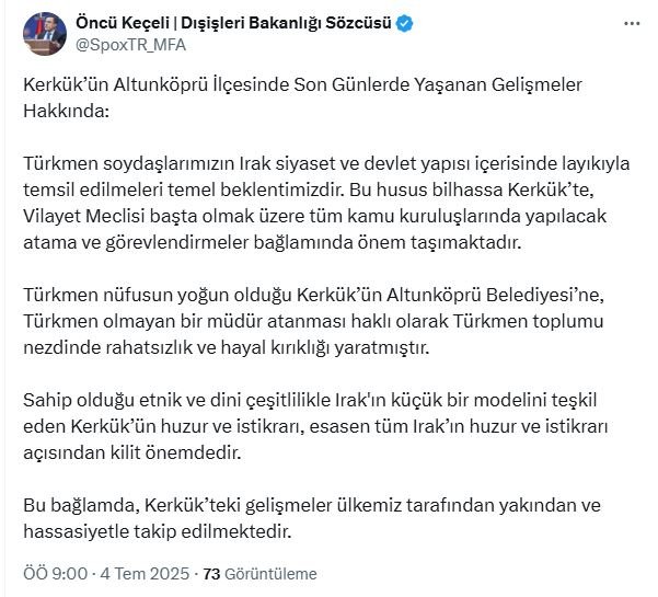 Dışişleri Bakanlığı Sözcüsü Öncü
