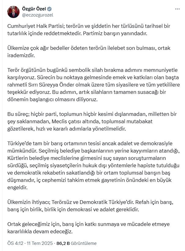 CHP Genel Başkanı Özgür