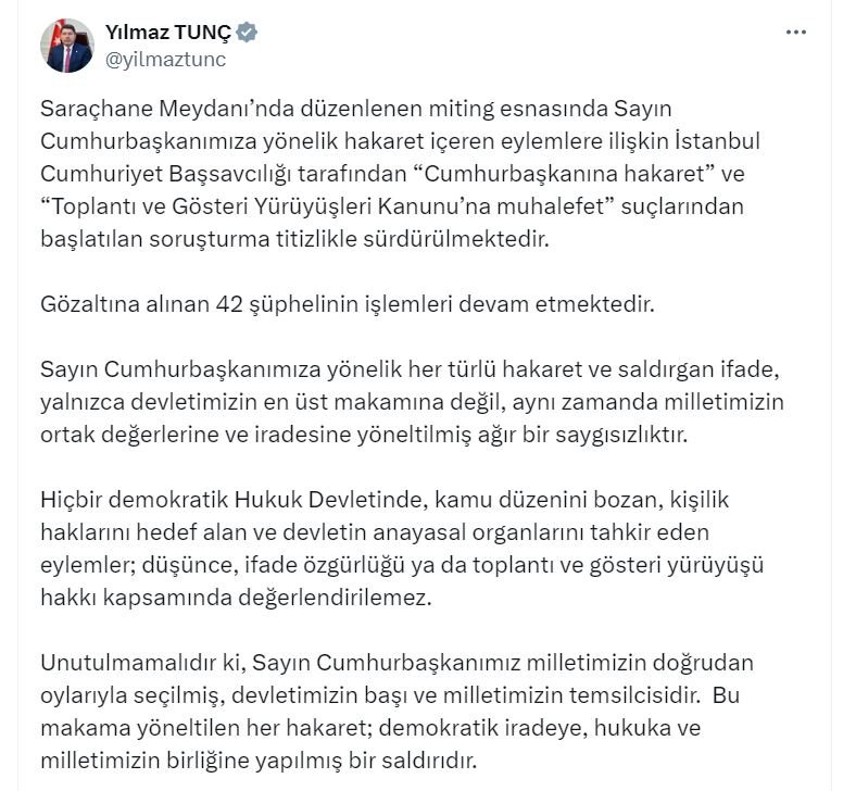 Adalet Bakanı Yılmaz Tunç,