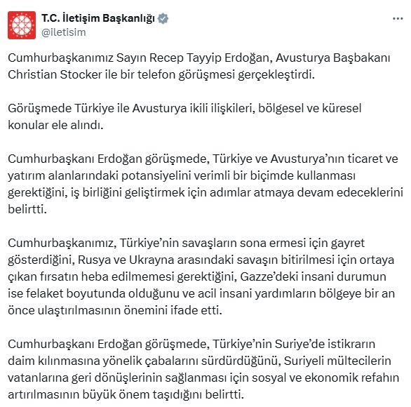 Cumhurbaşkanı Erdoğan, Avusturya Başbakanı