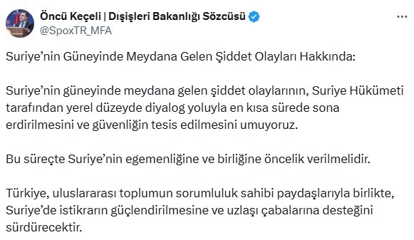 Dışişleri Bakanlığı Sözcüsü Öncü