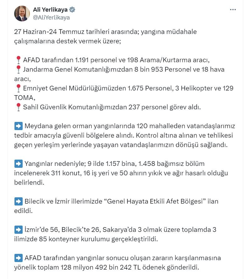 İçişleri Bakanı Ali Yerlikaya, Bilecik