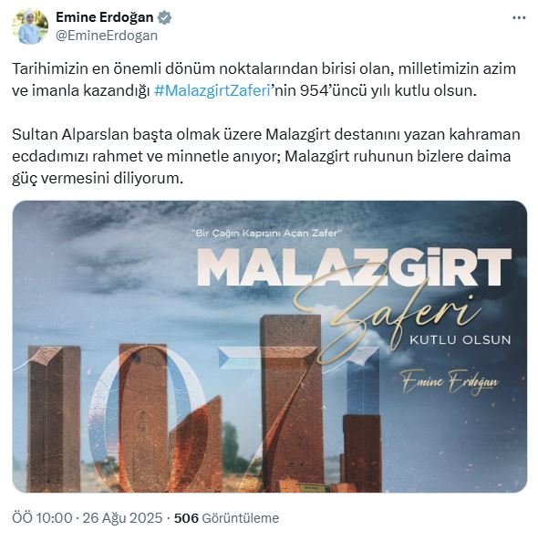 Emine Erdoğan, Malazgirt Zaferi'nin