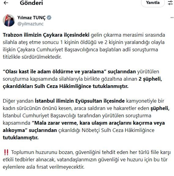 Adalet Bakanı Yılmaz Tunç,