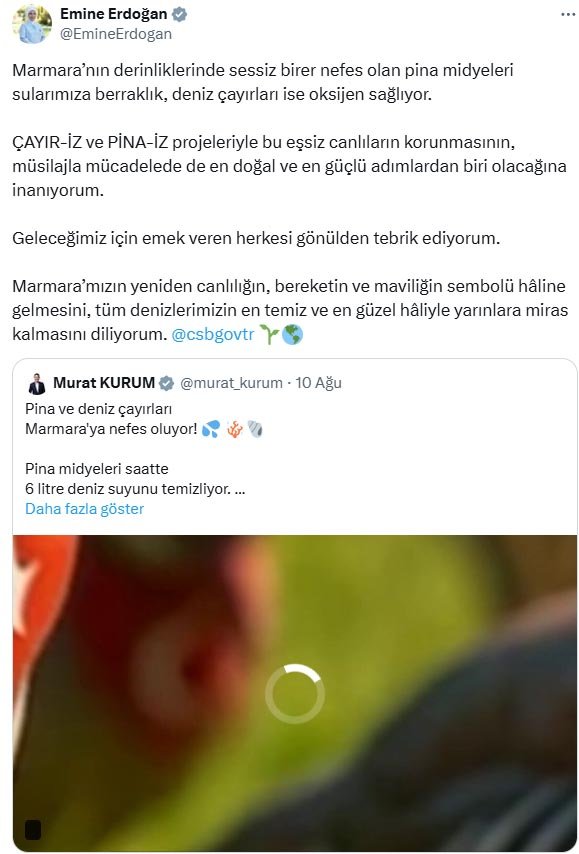 Emine Erdoğan, Marmara Denizi'nin