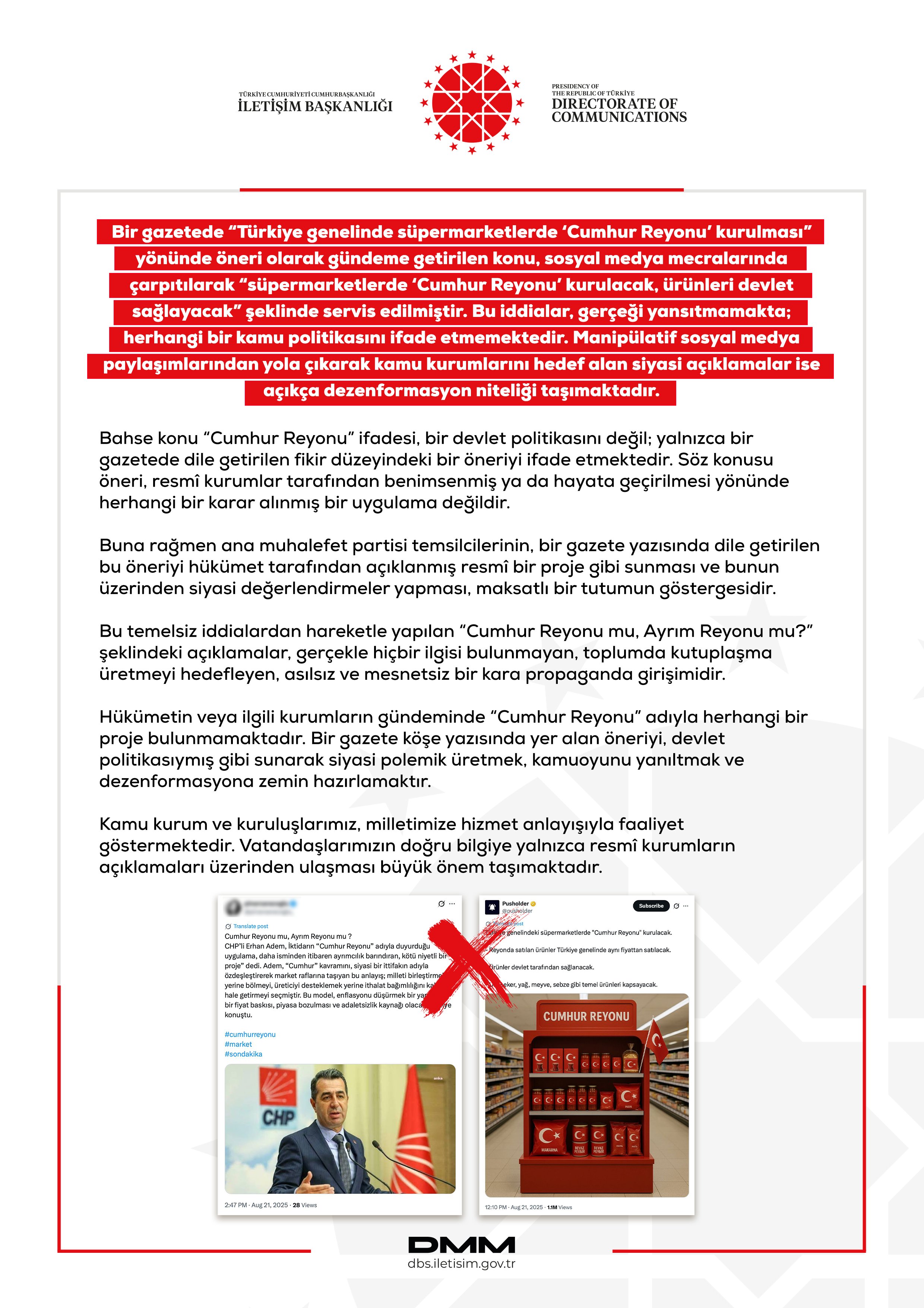 Cumhurbaşkanlığı İletişim Başkanlığı DMM,