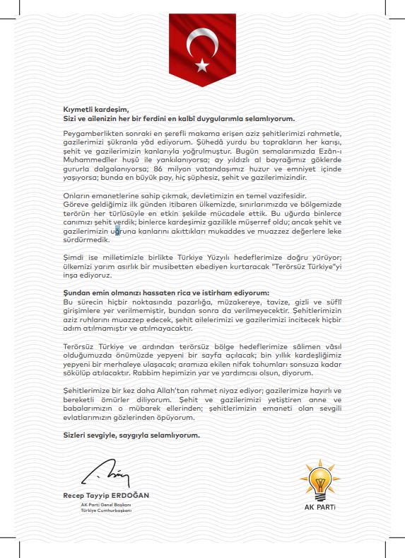 Cumhurbaşkanı Erdoğan, şehit ve