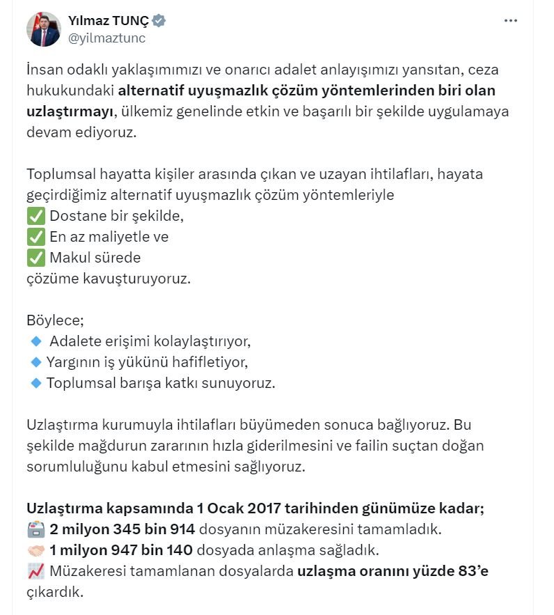 Adalet Bakanı Yılmaz Tunç,