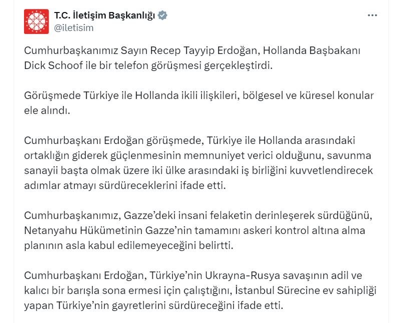 Cumhurbaşkanı Erdoğan, Hollanda Başbakanı