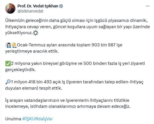 Çalışma Bakanı Vedat Işıkhan,