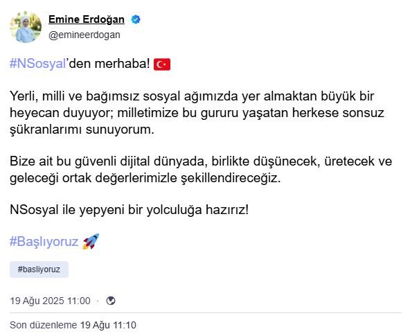 Emine Erdoğan, yerli sosyal