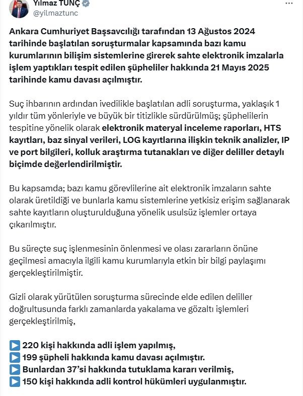 Adalet Bakanı Yılmaz Tunç,